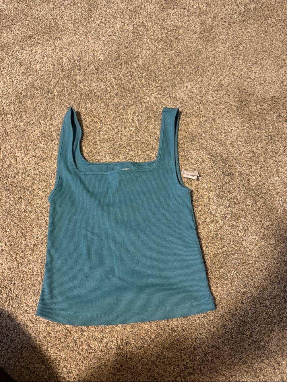 Old Navy Teal Ribbed Square-Neck Tank Top